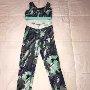 Set of matching workout leggings and sports bra